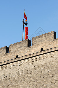 中国西安历史古城墙中心旅行城市观光灯笼旅游文化地标历史性建筑学图片