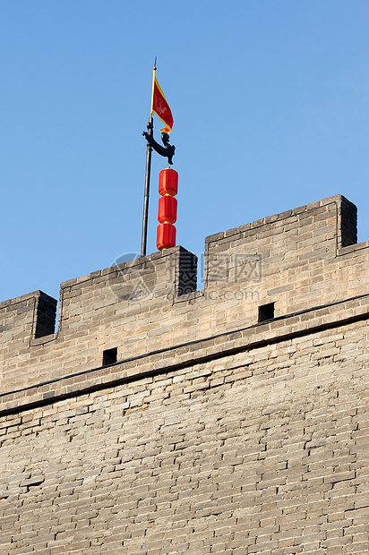 中国西安历史古城墙中心旅行城市观光灯笼旅游文化地标历史性建筑学图片