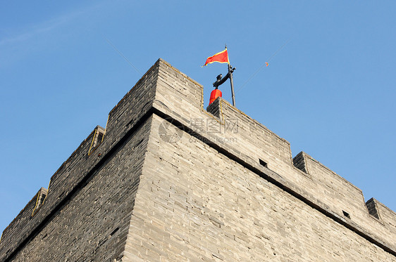 中国西安历史古城墙灯笼中心旅游观光城市地标文化旅行历史性天空图片