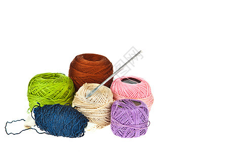 彩色编织的羊毛球材料手工缝纫衣服剪裁小路针织织物钩针爱好图片