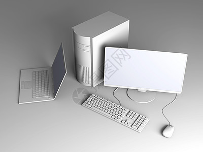 笔记本电脑和台式机老鼠展示监视器屏幕电子按钮电缆桌面宽屏技术图片