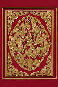 金黄中国龙青铜闩锁皇帝建筑学神社木头金子安全黄铜金属图片