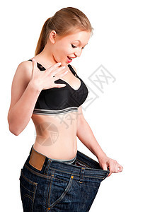 饮食时间腰围健身房调子腹肌训练腹部肥胖减肥美丽女性图片