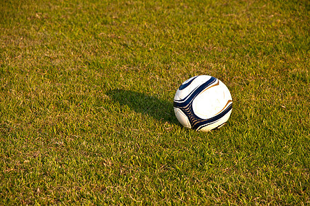 足球或足球球在绿地上杯子竞争场地白色绿色锦标赛竞赛游戏草地操场图片