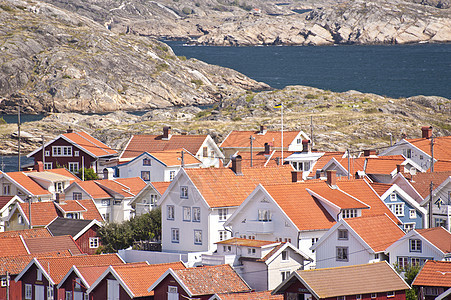 瑞典的Gullholmen建筑物田园诗木屋房屋旅行渔村框架天空群岛岩石图片