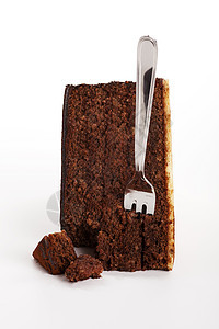 一块美味巧克力蛋糕 孤立蛋糕馅饼面包派对甜点糕点巧克力棕色奶油盘子图片