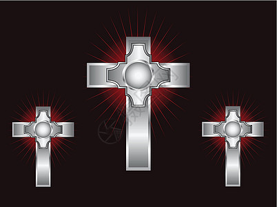 红褐色背景上的三个星形银十字图片