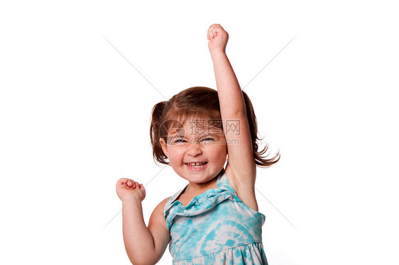 有趣的快乐的小小孩女孩女性幸福庆典孩子女孩手臂儿童图片