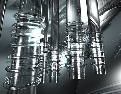 玻璃管真实感管子渲染反射微光场景玻璃球形插图图片