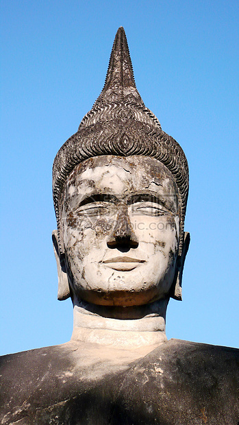 老挝古老的佛教雕塑文化蓝色观光纪念碑旅行精神寺庙雕像佛教徒艺术图片