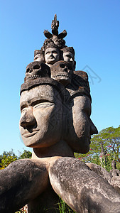 老挝古老的佛教雕塑历史佛教徒万象遗产建筑纪念碑旅游雕像观光面孔图片