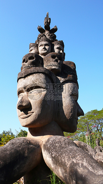 老挝古老的佛教雕塑历史佛教徒万象遗产建筑纪念碑旅游雕像观光面孔图片