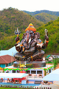 Ganesh 雕像黄铜繁荣黑色上帝数字雕塑宗教文化金属荣誉图片