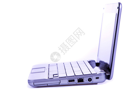 计算机和通信概念办公室电脑技术白色电子监视器键盘笔记本背景图片