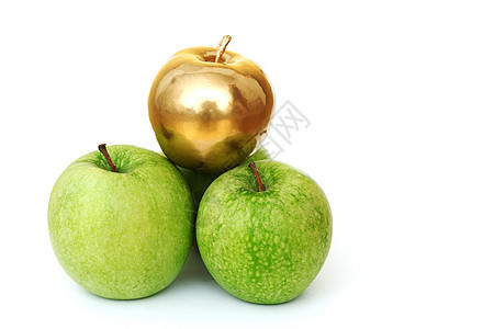 金和绿苹果农业金属阴影小吃水果饮食叶子营养食物图片