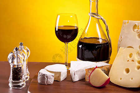 奶酪和葡萄酒配制美食午餐生活木头奶制品作品玻璃小吃团体胡椒图片