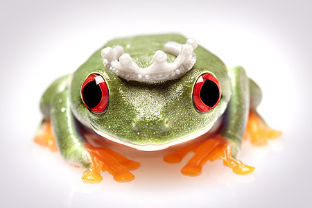 概念中的绿青蛙红色动物白色环境眼睛王子公主野生动物绿色橙子图片