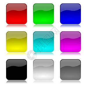 彩色应用程序按钮集插图手机反射横幅标签收藏塑料互联网界面徽章图片