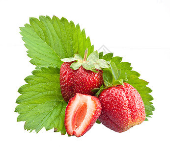 草莓甜点水果活力食物绿色浆果叶子白色红色图片