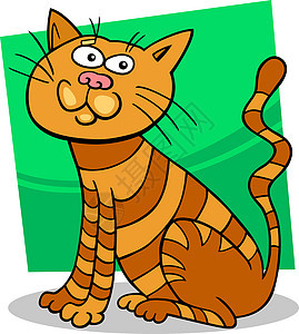 红色正坐的猫猫科鼠标插图卡通片绘画宠物动物黄色尾巴漫画图片