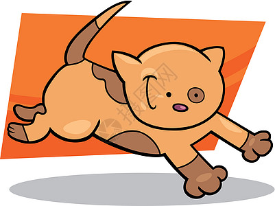正在运行的发现小猫宠物鼠标漫画黄色婴儿动物胡须插图绘画跑步图片