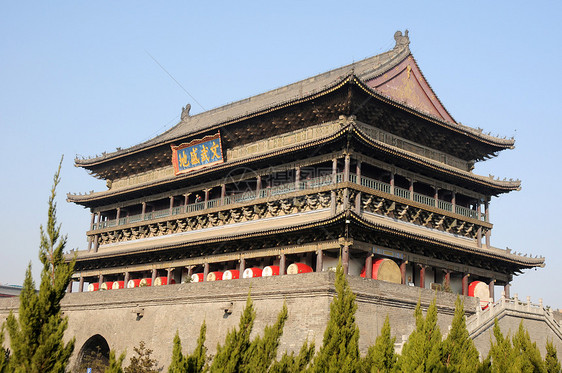 中国咸建鼓塔乐器天空建筑宝塔帝国旅行地标防御建筑学堡垒图片