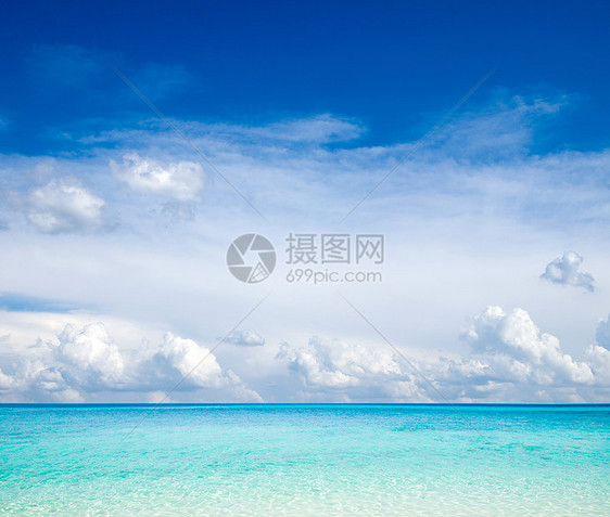 海 海蓝色晴天海洋天堂假期海景太阳海岸支撑天空图片