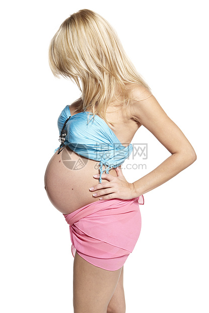 孕妇的肖像头发粉色女士蓝色披肩女性家长人类成人女人图片