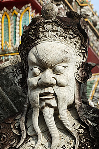 泰国石石雕像石雕寺庙雕塑守护者佛教徒监护人图片