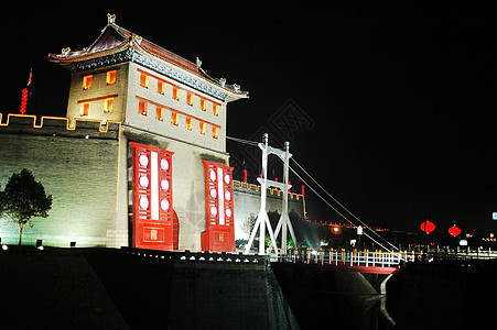 古城墙中国西安的夜幕旅行风景景观历史历史性地标房子场景灯笼城市图片