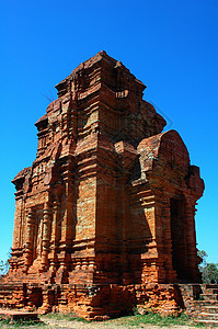 越南历史遗迹的废墟蓝色宝塔旅游寺庙石头旅行王国建筑考古学天空图片