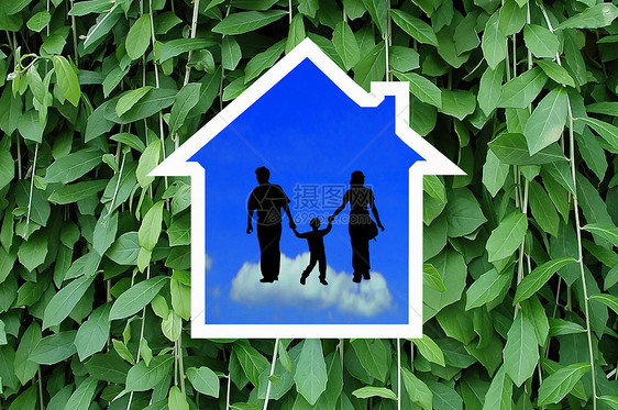 家庭之上的图标房屋棕榈父母儿子父亲住宅女士孩子木头叶子夫妻图片