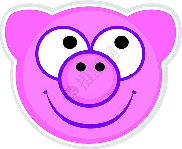 卡通可爱粉色粉红色 白被孤立的猪徽章图片