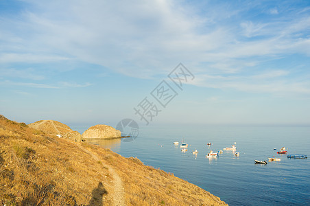 阿尔梅海滨水平渔船自然公园火山岩石海岸图片