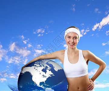 一名年轻女子运动的肖像闲暇慢跑运动装快乐幸福跑步体操女性成人重量图片