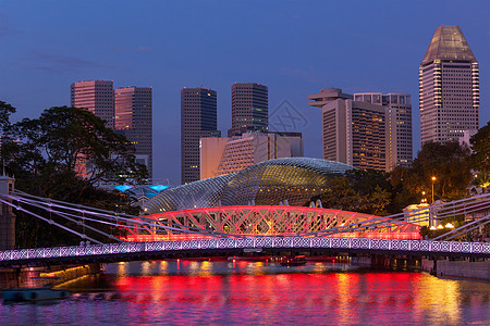 新加坡天线和山洞桥城市水平中心景观反光酒店天际风景摩天大楼地标图片