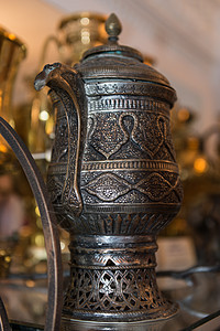 古老茶壶传统早餐饮料金属咖啡装饰品服务血管咖啡店艺术图片