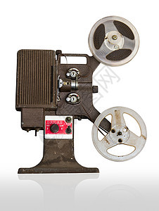 配有雷耳的模拟电影放映器节日工具放映机技术镜头灰尘格式划痕卷轴动画片图片