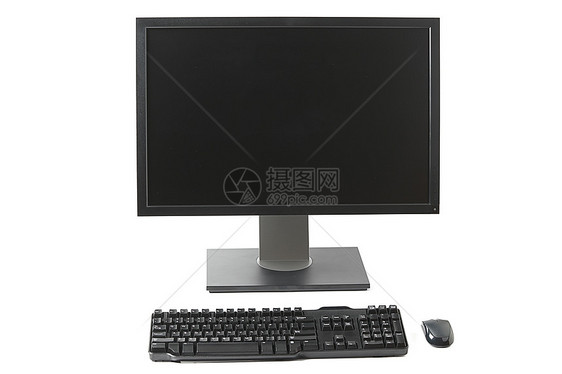 孤立的计算机工作站展示白色老鼠薄膜液晶控制板监视器晶体管桌面屏幕图片