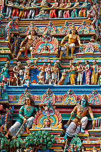 印度教寺庙的Gopuram塔宽慰上帝雕刻神灵宗教雕像神话雕塑图片