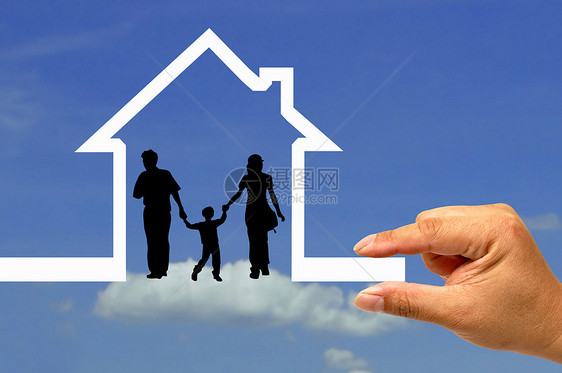 家庭之上的手和圣像屋妻子手指房子棕榈概念住宅孩子母亲商业夫妻图片