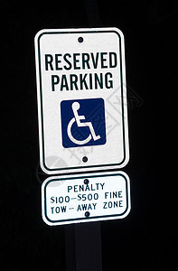 夜间残疾人保留停车标志(专用车牌)背景图片