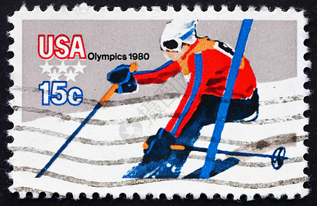 美国邮戳 1980年 下山滑雪图片