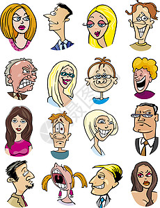 漫画人物和情绪的卡通艺术身份家庭男性插图女孩棕色金发男人友谊图片