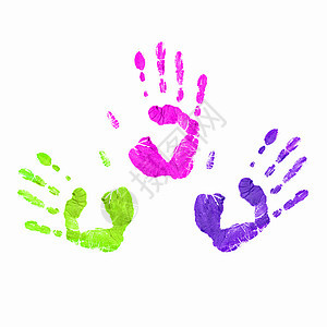 人手的彩色指纹墨水童年彩虹个性邮票孩子烙印手指拇指手印图片