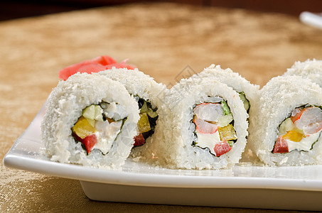 虾寿卷海苔寿司鱼片美食海藻文化小吃餐厅用餐胡椒图片