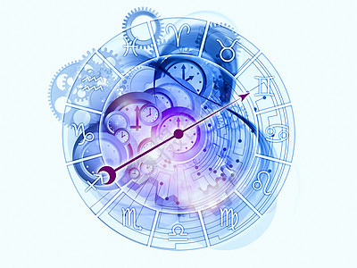 Zodiac内部墙纸作品预言蓝色紫色财富艺术白色齿轮八字图片