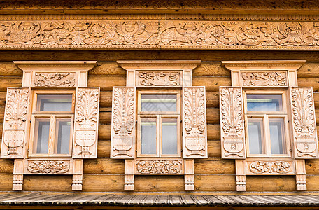 木质装饰窗口村庄财产木材镂空乡村雕刻日志窗户住宅房子图片