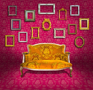 陈年豪华的椅子和架子在房间里皮革奢华框架插图沙发家具风格雕刻装饰装潢图片