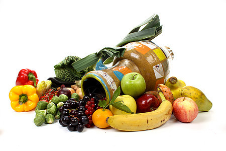 水果和蔬菜食物肋骨球芽甘蓝香蕉白色柑桔金梨韭葱浆果图片